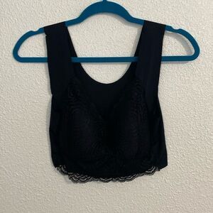 All black lace bralette- soft and stretchy size XL